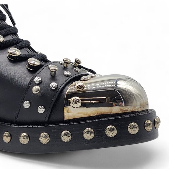 Alexander McQueen Leather Combat Boots 38.5 - Picture 11 of 14